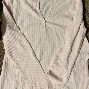 Pink Waffle Knit Long Sleeve Top